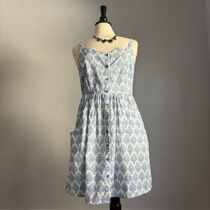 Mata Traders Blue and White Patterned Dress
